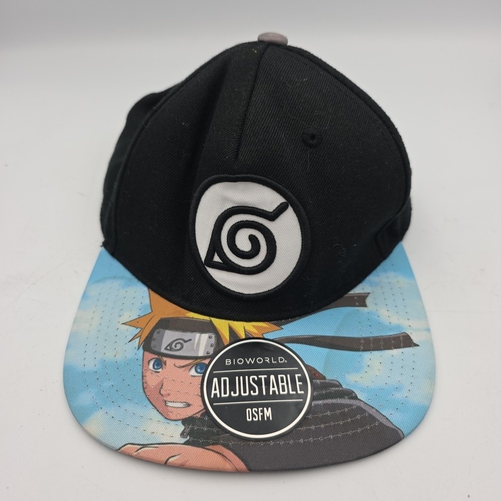 NARUTO SHIPPUDEN SnapBack Hat Black Blue Konoha Leaf Anime Manga Adult Men Women